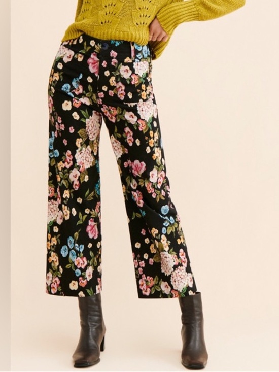 Anthropologie Pants - Maeve Anthropologie The Colette Floral Cropped Wide Leg Pants 26 25909